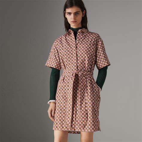 burberry tiled archive print cotton shirt dress